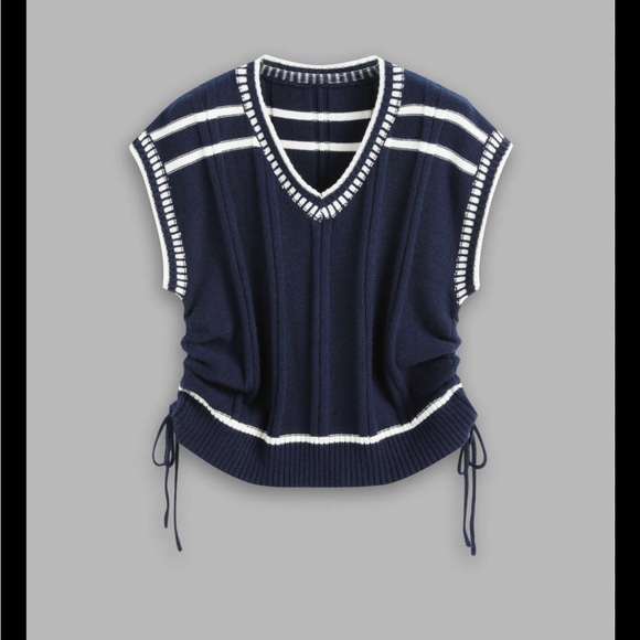 Cider Tops - NWT Cider V- neck Drawstring Rib Knit Vest size medium